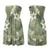 Женское strapless (без бретелей) летнее платье с цветочным принтом, легкое, повседневное, бандо, с эластичной сборкой на лифе, для летнего пляжного отдыха