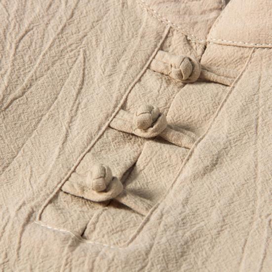 2 шт./компл., мужской топ, брюки, костюм с воротником-стойкой, длинным рукавом, эластичной резинкой на талии, шнурок из бисера, широкие карманы, сплошной цвет, мужская осенне-весенняя рубашка, комплект брюк