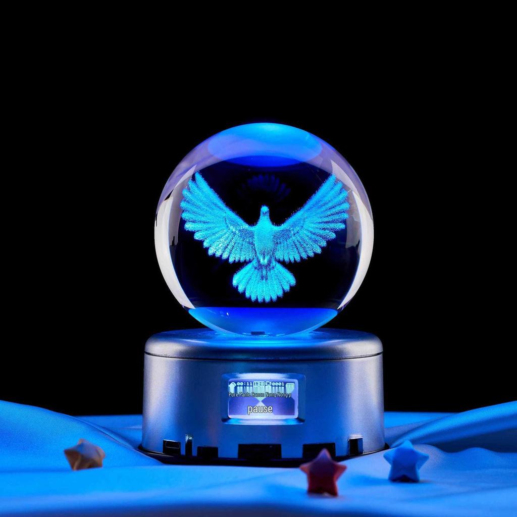 Colorful Wooden Base Crystal Ball Night Light - Creative Birthday Gift for Boys & Girls