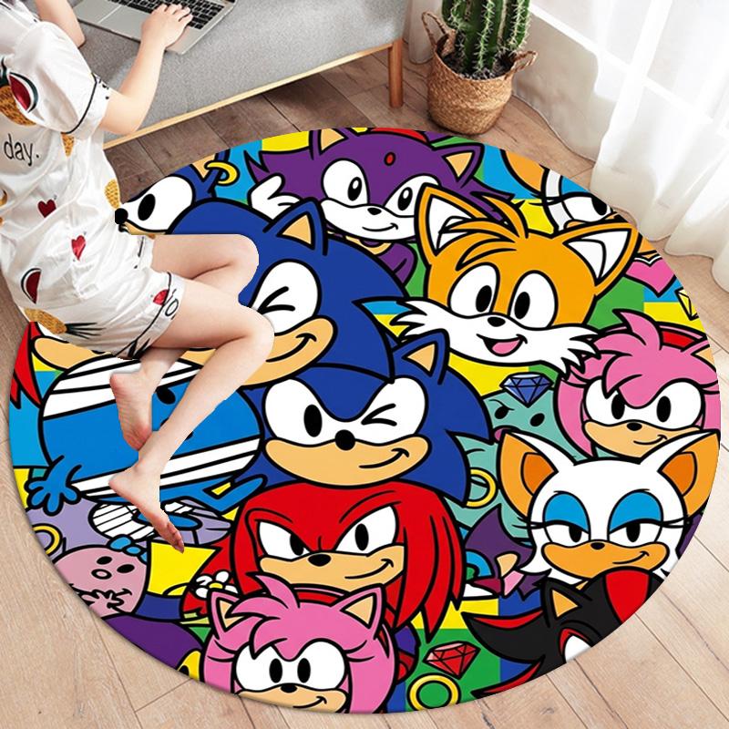Sonic Hedgehog Round Area Rug Carpet Rug For Living Room Bedroom Sofa Playroom Decor Nonslip Floor Mat