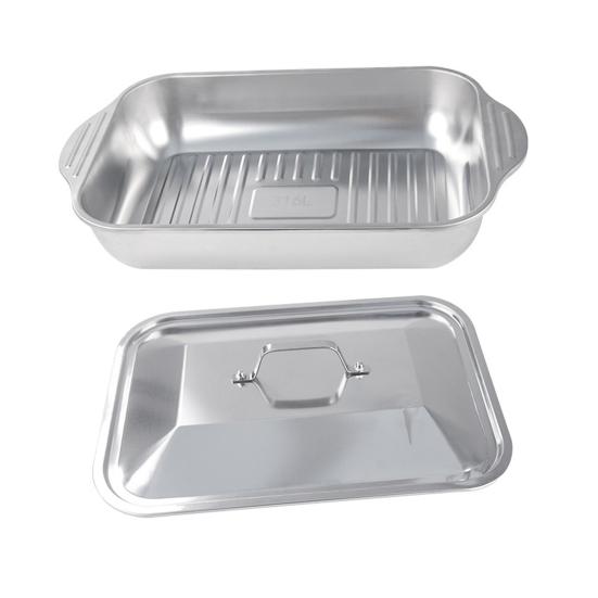 Stainless Steel Roasting Pan with Lid And Handle Heavy Duty