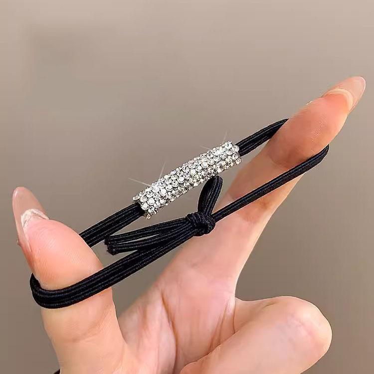 Высококачественная резинка для волос со стразами - элегантная черная резинка для женщин