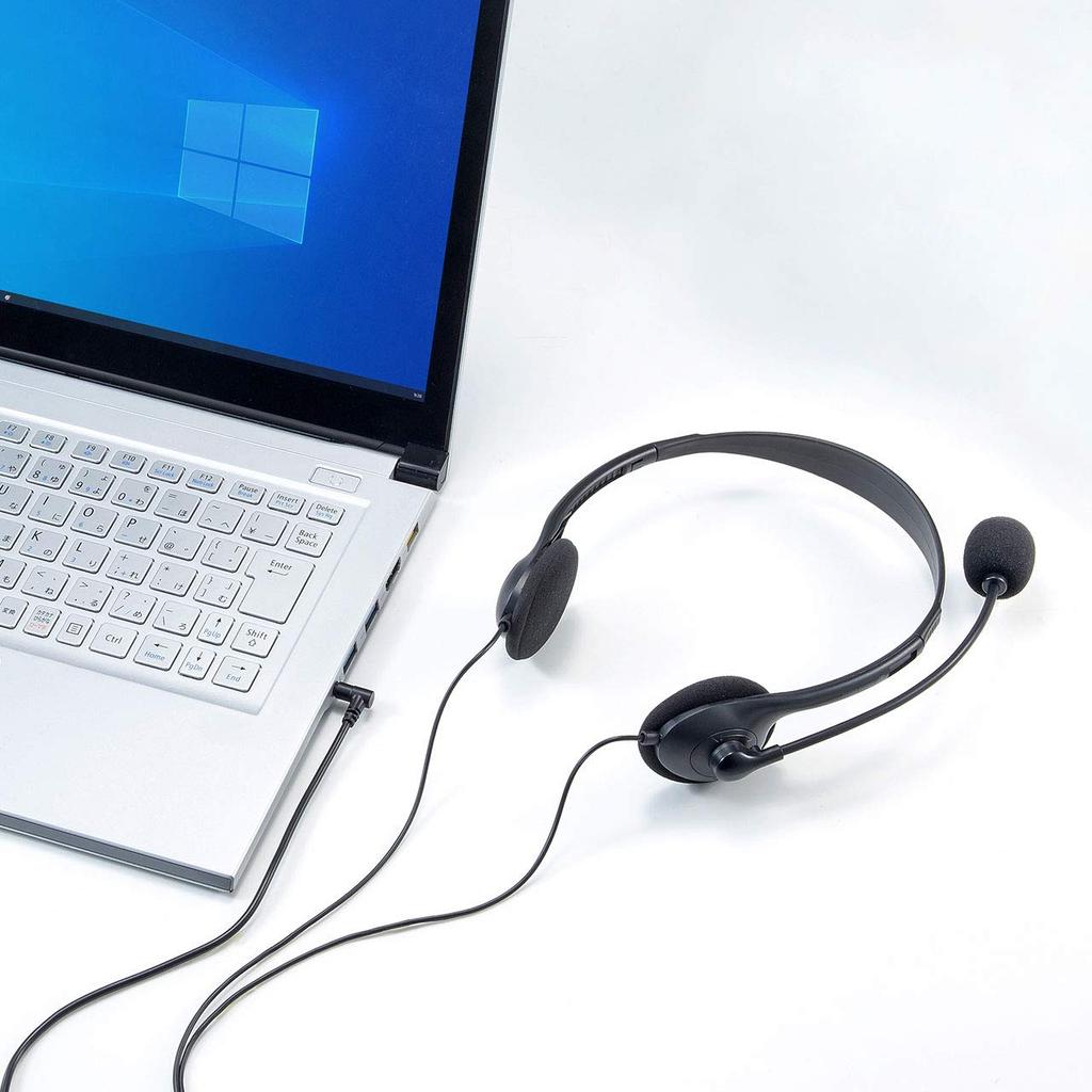 Sanwa Supply Wired Headset with Mini Plug and Unidirectional Microphone for and PCs 4-Pole Tablets, Smartphones, (MM-HS406BK)