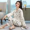 Star Long Sleeved Home Clothes Women's Loose Pajamas Trouser Suit Sexy Intimate Lingerie Casual Satin Silk Sleepwear Lounge Wear