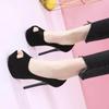 Fashion Sexy Pumps Women Shoes 2025 High Heel Peep Toe Platform High Heels Wedding Shoes Woman Suede Black Ladies Heels Shoes
