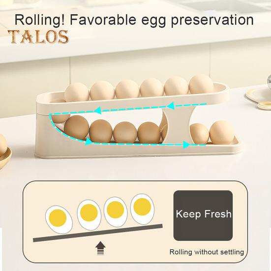 Самокатящийся держатель для яиц, двухслойный, с нескользящим дном, пищевой кухонный шкаф, кладовая, холодильник, органайзер для хранения яиц