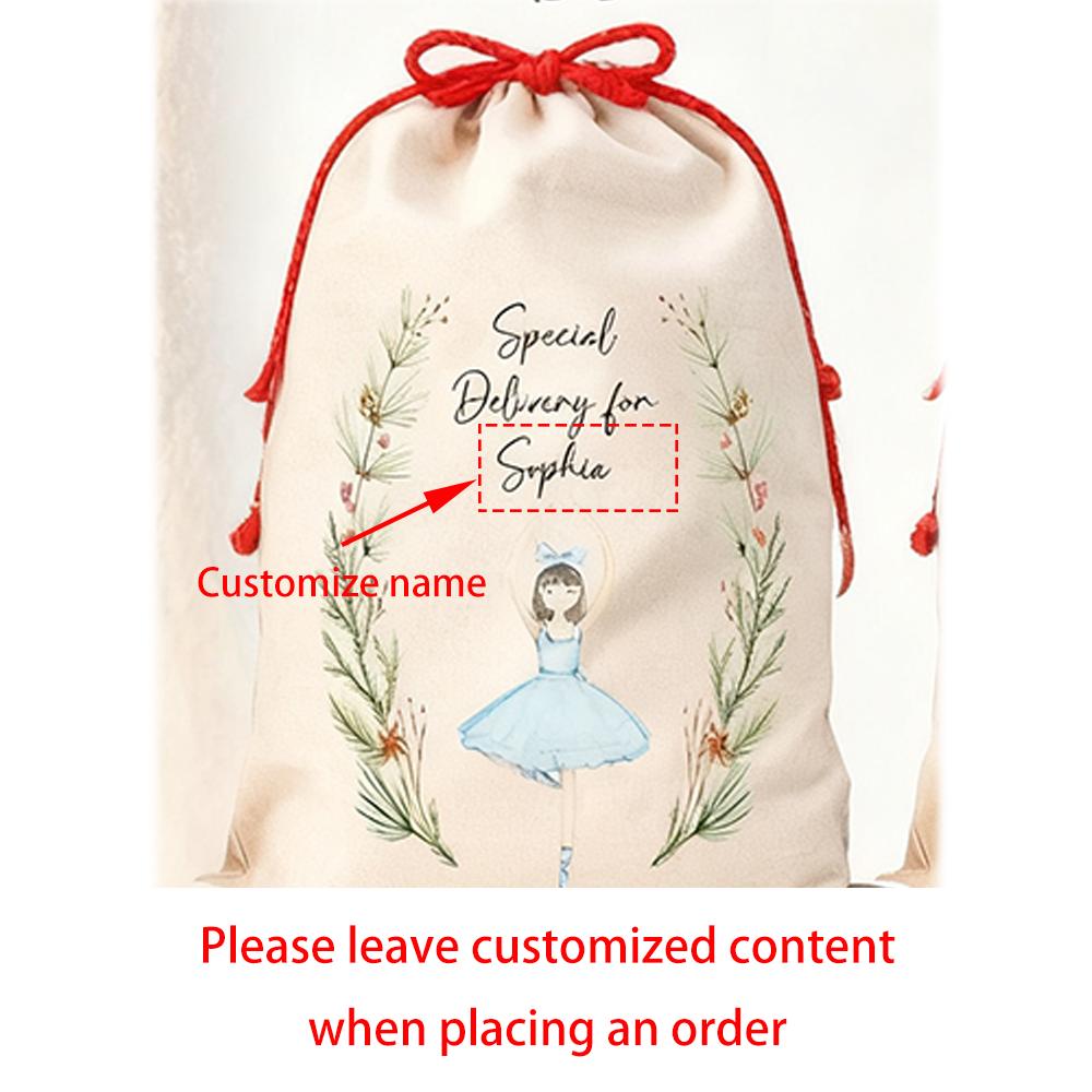 Personalised Christmas Eve Box Nutcracker Ballerina Gift Bag Ballet Gift Bag for Girls Special Delivery Christmas Santa Sack