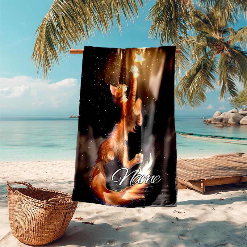 Personalized customized proof beach towel with Warriors Cats pattern - soft, absorbent,quick-drying,perfect swimming,camping&bathing