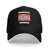 Унисекс Бейсболка Норвегия Флаг NORGE и Шрифт Угольный Стирка Джинсы Винтаж Хлопок Папа Тракер