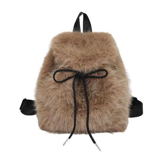 Пушистый рюкзак из искусственного меха, пушистый рюкзак на каждый день, затягивающийся шнурком, повседневный меховой рюкзак для школы, поездок на работу