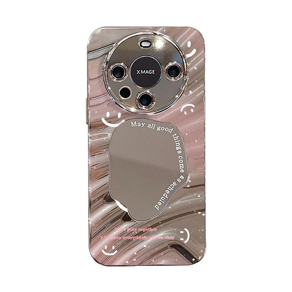 Зеркальный чехол для телефона для iPhone 16 11 13 14 для 16 Pro 12 13 15 16 Pro Max для Samsung A15 A16 A35 A55 Милый чехол для телефона с облаком, цветком и щенком с гальваническим покрытием