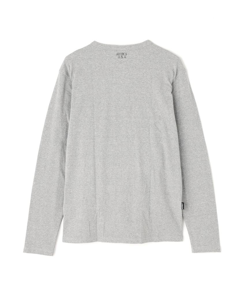 AVIREX DAILY RIB HENLY NECK TEE 6153482 men's M grey