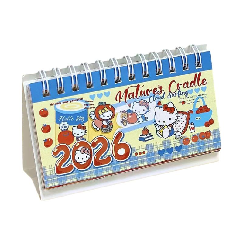 Hello Kitty 2026 Calendar Sanrio Long Desk Calendar Ornament Cartoon Kawaii Planner Agenda Daily Monthly Stationery Supplies
