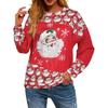 Christmas Santa Print Pullover Sweatshirt, Casual Long Sleeve Crew Neck Sweatshirt, Women's Clothing