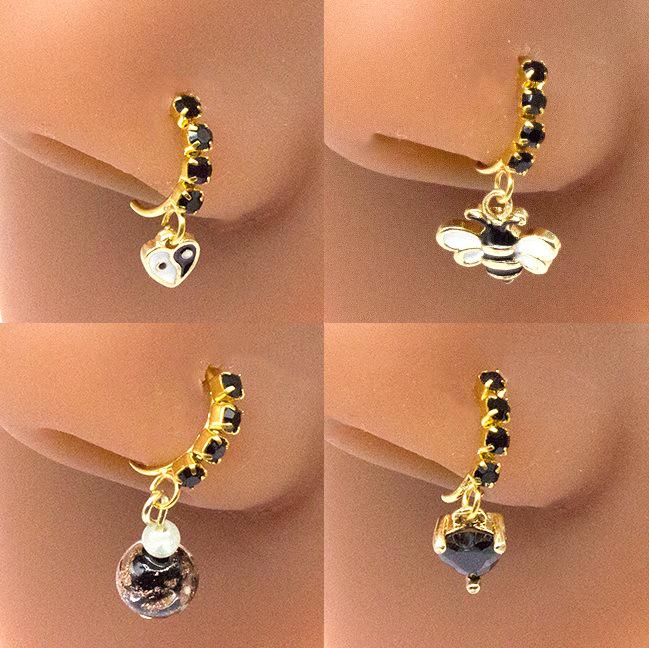 Gaby Cat Head Nose Stud with Butterfly, Five-Star, and Crown Designs - Piercing Jewelry