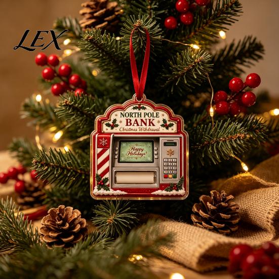 Decorative Cash Storage Pendant Christmas Money Holder Ornament, Acrylic Stocking Gift Hanging Decor for Tree, Festive with Surprise Slot, Holiday