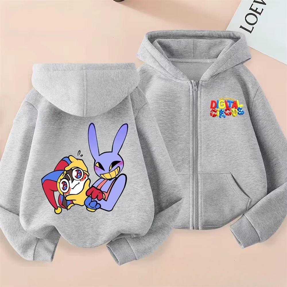 Fashionable Autumn Winter Long Sleeved Fun Cartoon Printed Hoodie Comfortable Warm Pullover Sports Casual Children's Zipper Hoodie
