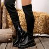 Women's Over-the-Knee Stretch Boots, Platform Round Toe High Calf Boots, Plus Size Fall Winter Shoes