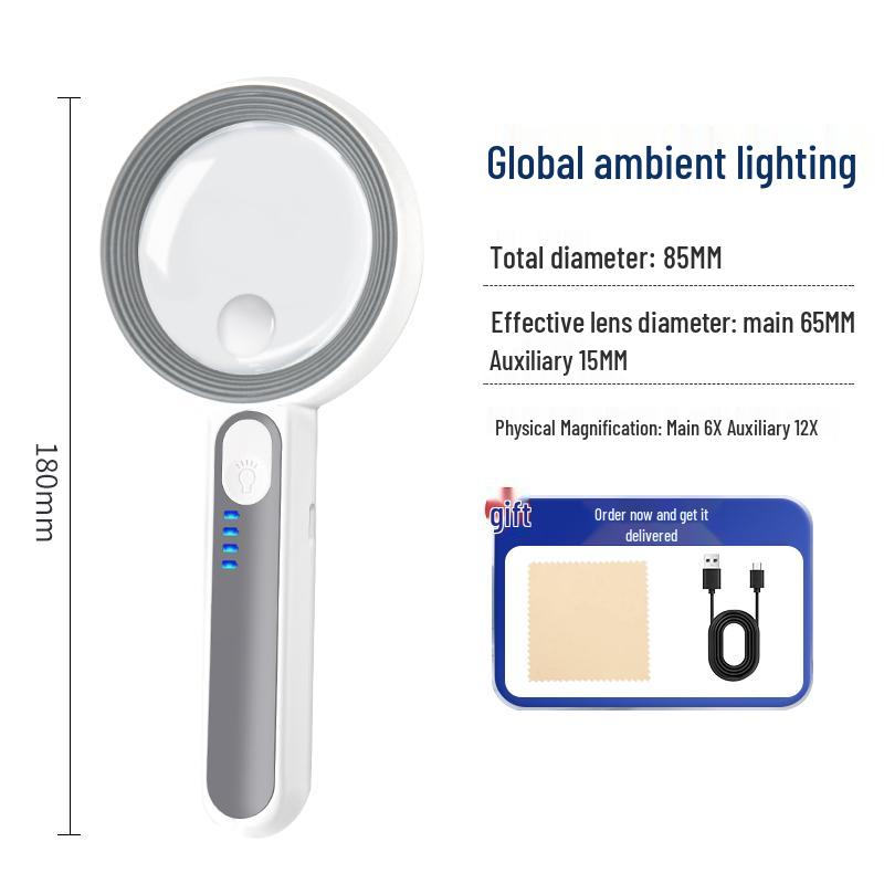 Увеличительное стекло HD 90x с подсветкой для чтения, электроники, ювелирных изделий, антиквариата и монет.