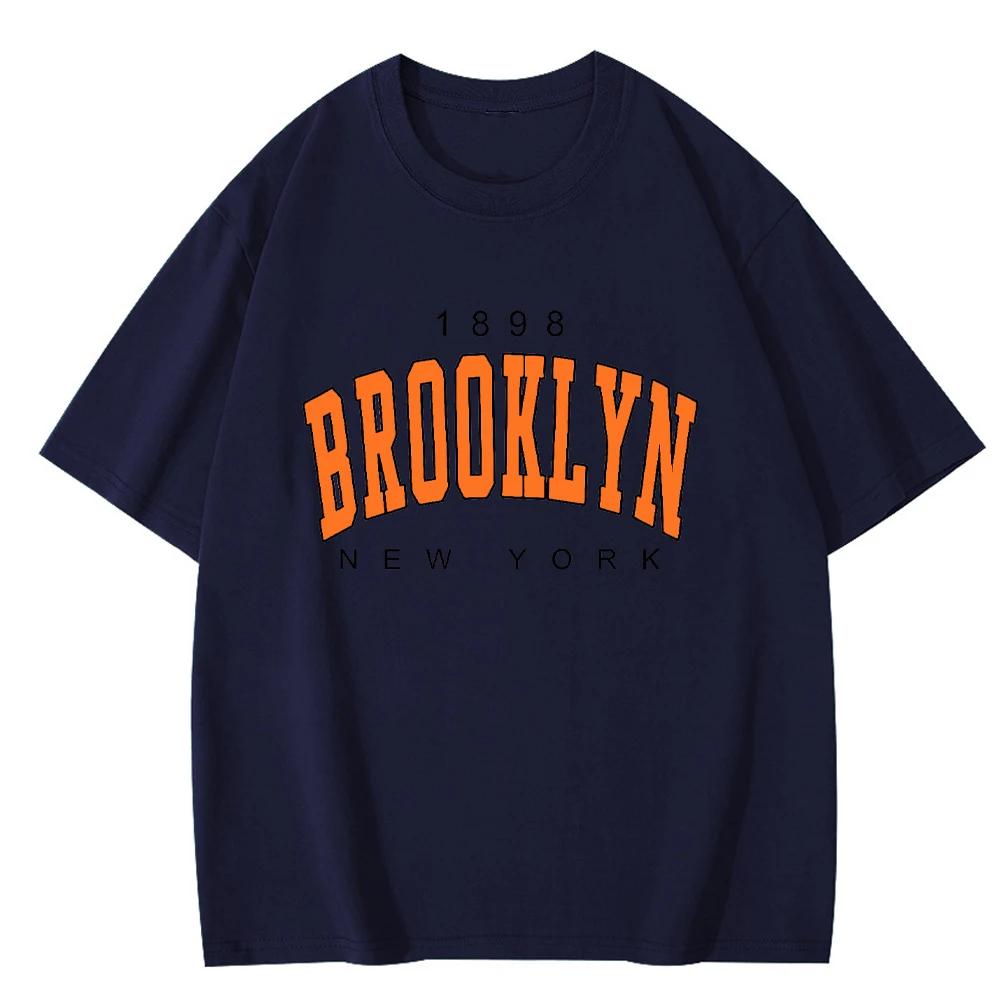Футболка Brooklyn 1898 New York, летняя хлопковая футболка с буквенным принтом для мужчин и женщин, повседневная футболка Harajuku с коротким рукавом в стиле хип-хоп, уличная одежда