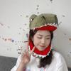 Green Plush Dinosaur Hat PP Cotton Doll Plush Shark Hat Creative Headgear Dinosaur  Kids Gift