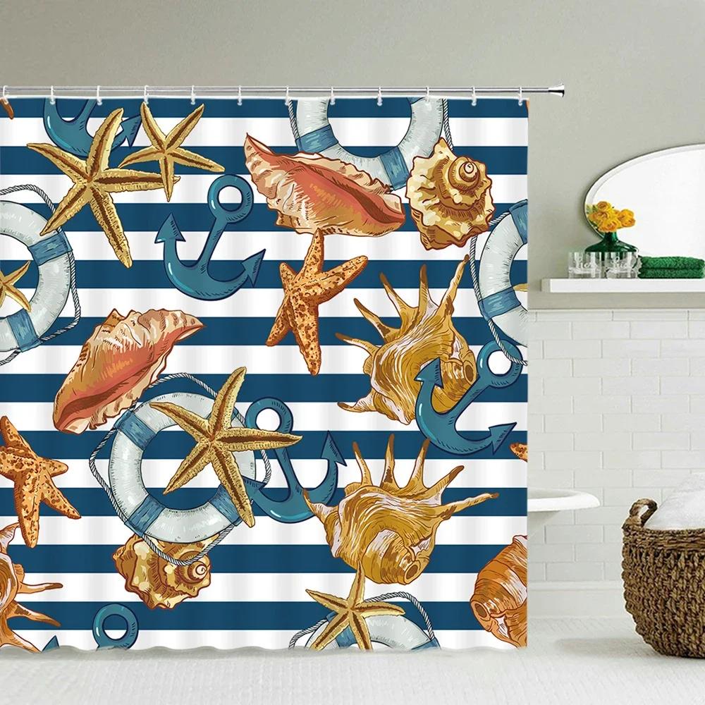 3d Bathroom Curtains Ocean Fish Jellyfish Shell Starfish Dolphin Anchor Shower Curtain Waterproof Fabric Cartoon Boy Bath Screen