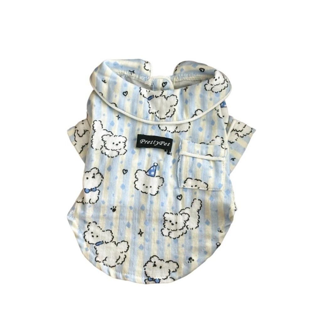 Cute Puppy Pattern Dog Sleepwear Blue Pink Short Sleeve Wear New Base Layer Clothes Indoor Wear