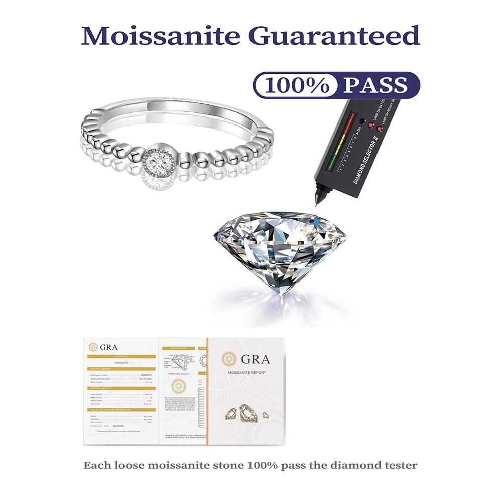 Настоящее 925 стерлингового серебра круглые муассанитовые кольца для пальцев Серебряные свадебные обещания муассанитовые женские кольца