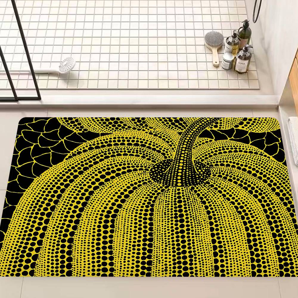 Yellow Dots Yayoi Kusama Floor Mat Retro Multiple Choice Living Room Kitchen Rug Non-Slip Modern Home Decor