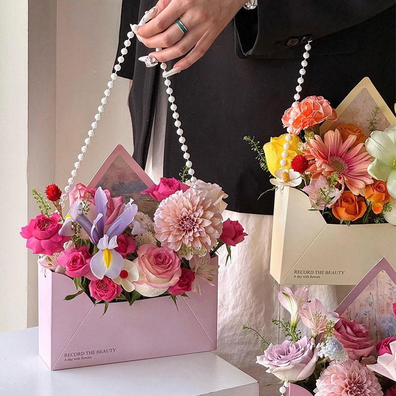 5Pcs Envelope Gift Box DIY Envelope Gift Paper Eco-Friendly Flower Box Bouquet Wrapping Printing