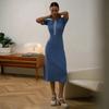 Новые летние женские трикотажные платья-поло с цветными блоками, элегантное облегающее платье с короткими рукавами и пуговицами, женское платье
