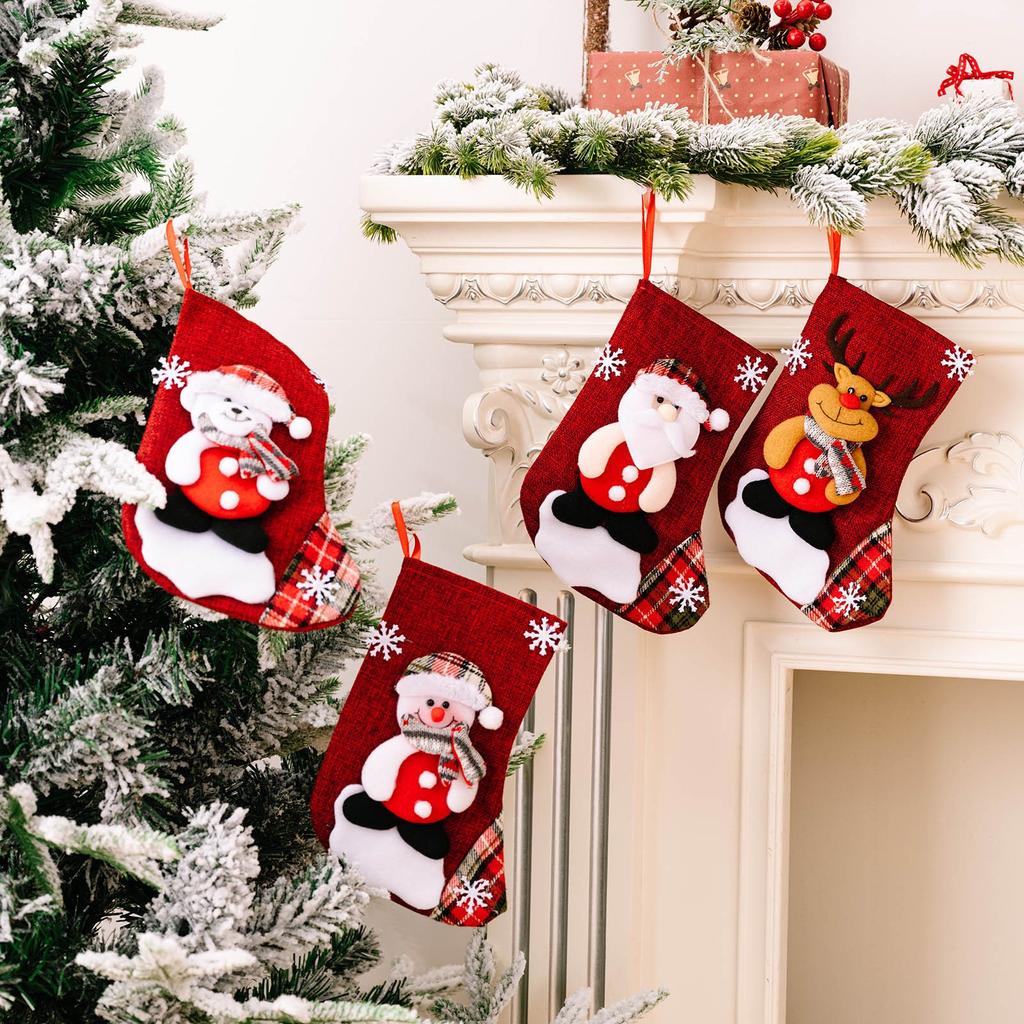 Embroidered  Snowman Christmas Stockings New Year Christmas Tree Fireplace Decoration Gift Socks