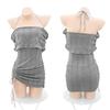 Ahegao Small Tight Knit Mini Sexy Sexy Sexy Virgin-Killing Sweater, Breasts, Dress, Length, Babydoll, Popular, Women's, Gray, Clothing, Costume,