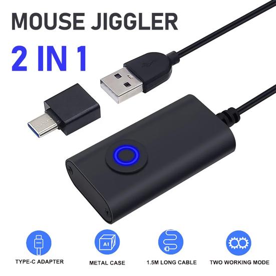 Мышь USB Type-C, устройство для перемещения мыши, джигглер, автоматический шейкер для мыши двойного назначения с ВКЛ/ВЫКЛ