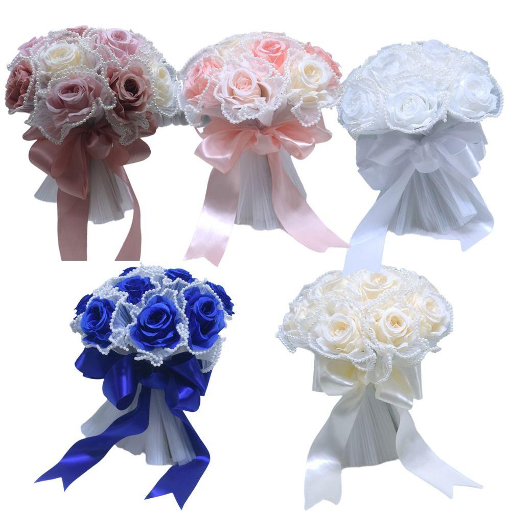 Pearl Wedding Bouquets Romantic Bridal Bouquets Artificial Hand Bouquet Wedding Accessories