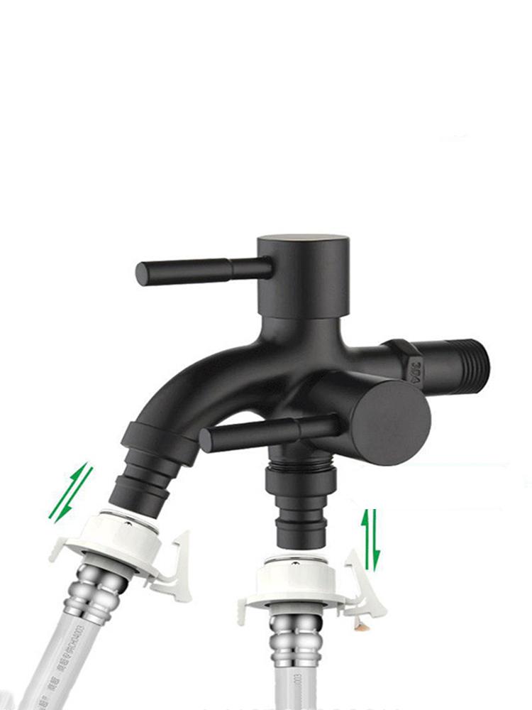 1/2" Double Outlet Faucet for Washing Machine Dual Control Water Tap One in Two Out Bidet Faucet Bathroom Sink Fitting