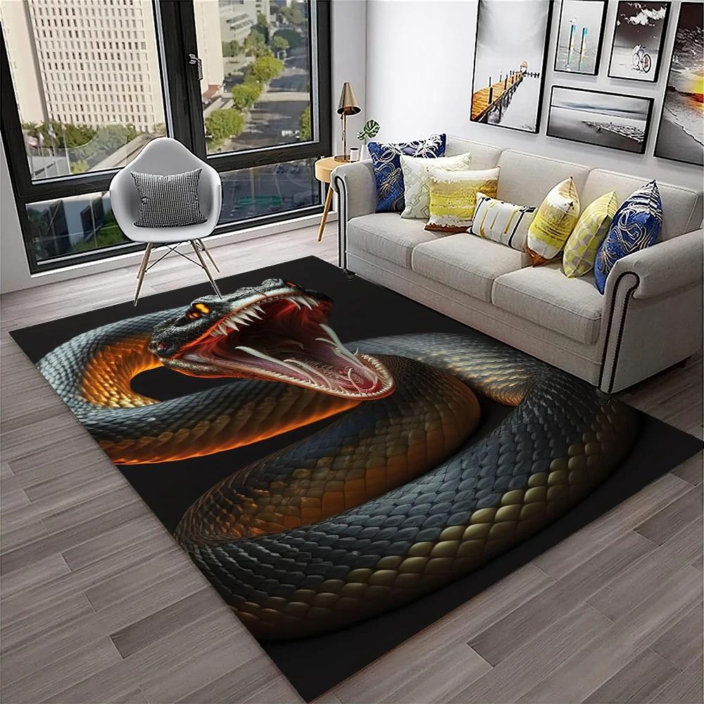 3D Gothic Snake Serpent Python Viper Carpet Rug for Home Living Room Bedroom Sofa Doormat Decor,kids Area Rug Non-slip Floor Mat