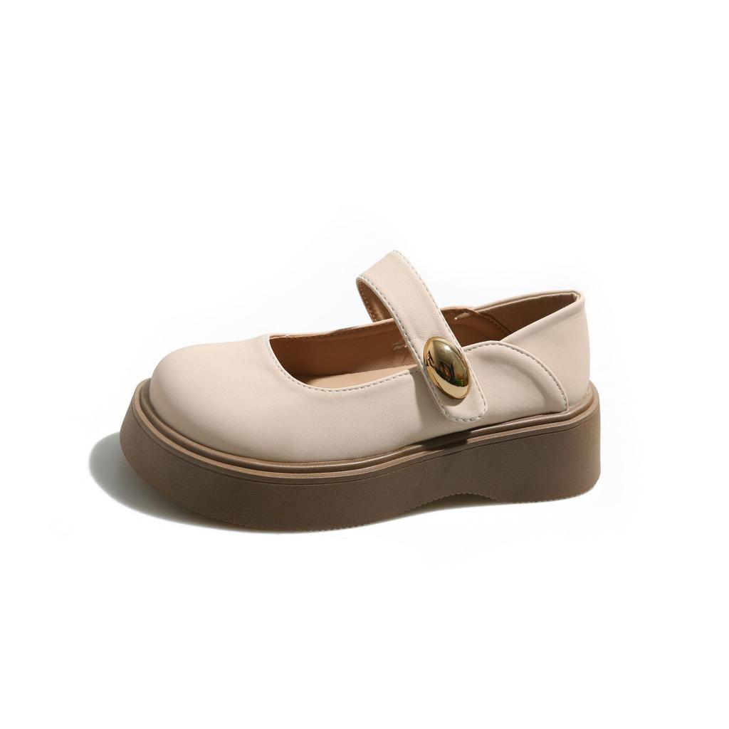 Туфли Мэри Джейн с круглым носком из маленькой кожи женские 2025 весна новая платформа-подошва французские лоферы толстый каблук британские ретро одинарные туфли