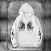 Mens Oversized Zip Up Hoodie Retro Dark Streetwear Loose Fit Sweatshirt Couples