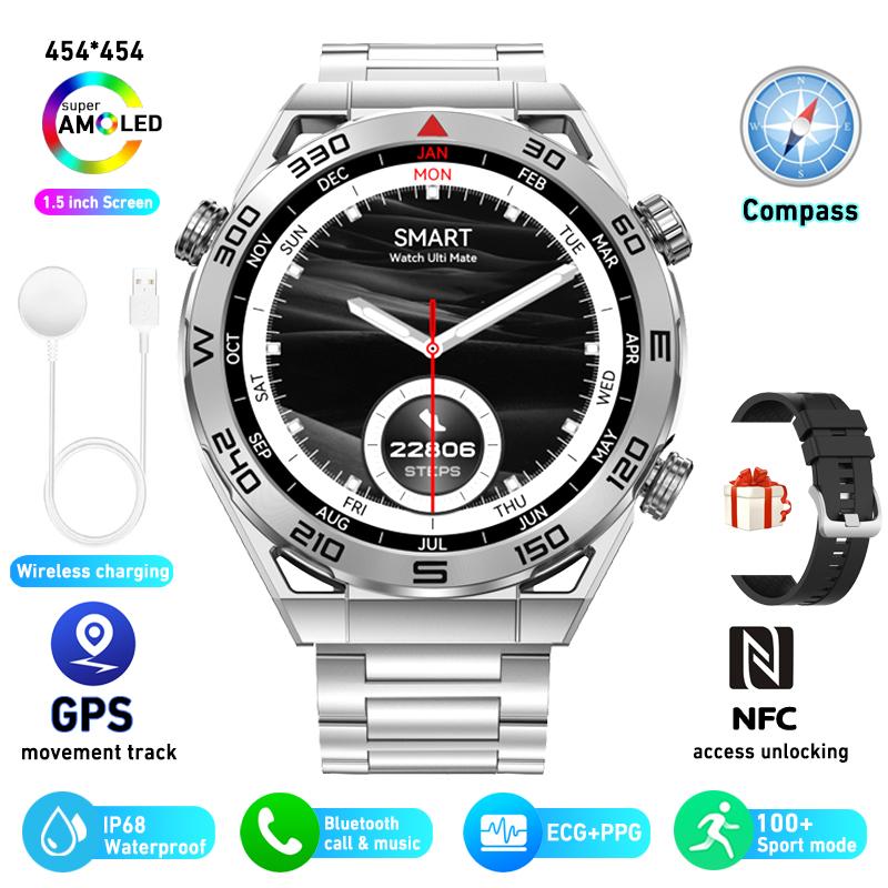 Ecg+ppg умные часы GPS спортивный трек 1,5 дюйма 454*454 экран Nfc Bluetooth вызов умные часы мужские для Huawei Watches Ultimate