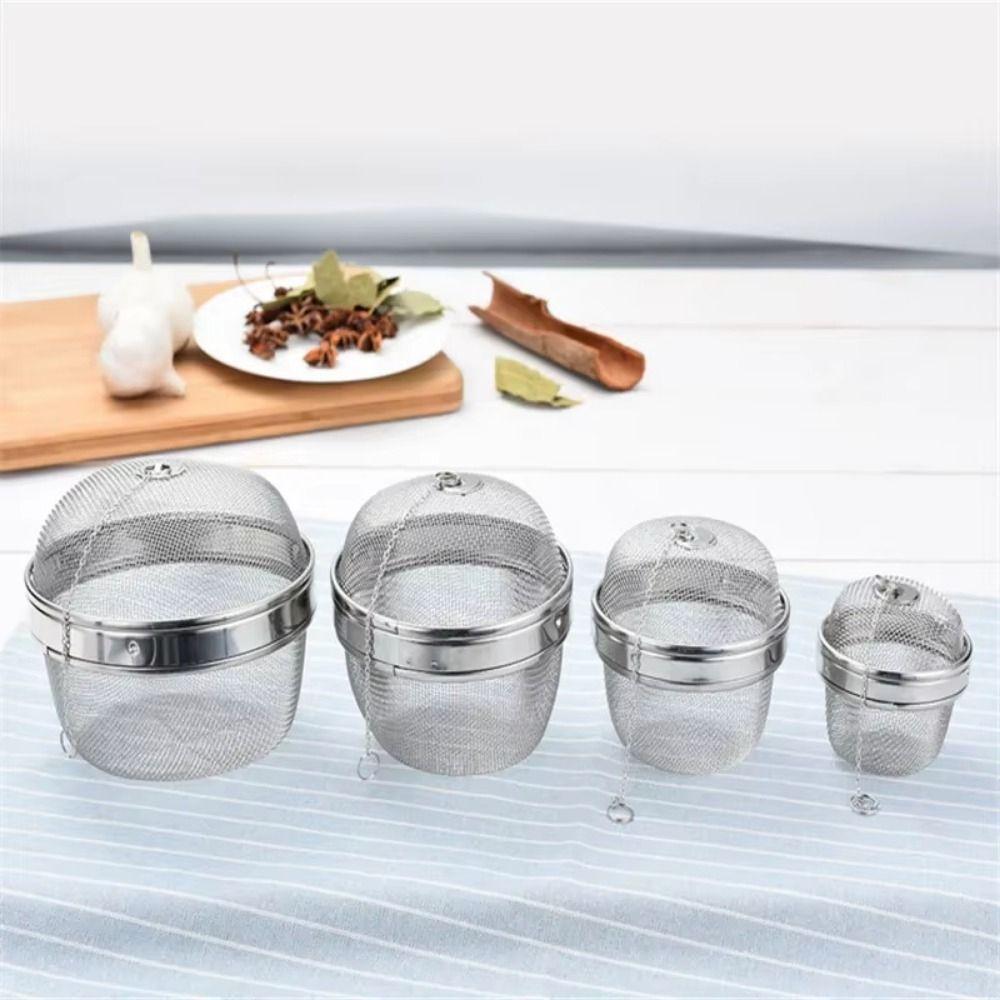 Chained Lid Spice Mesh Filter Large Capacity Loose Tea Strainer Tea Leaf Separation Basket  Kitchen