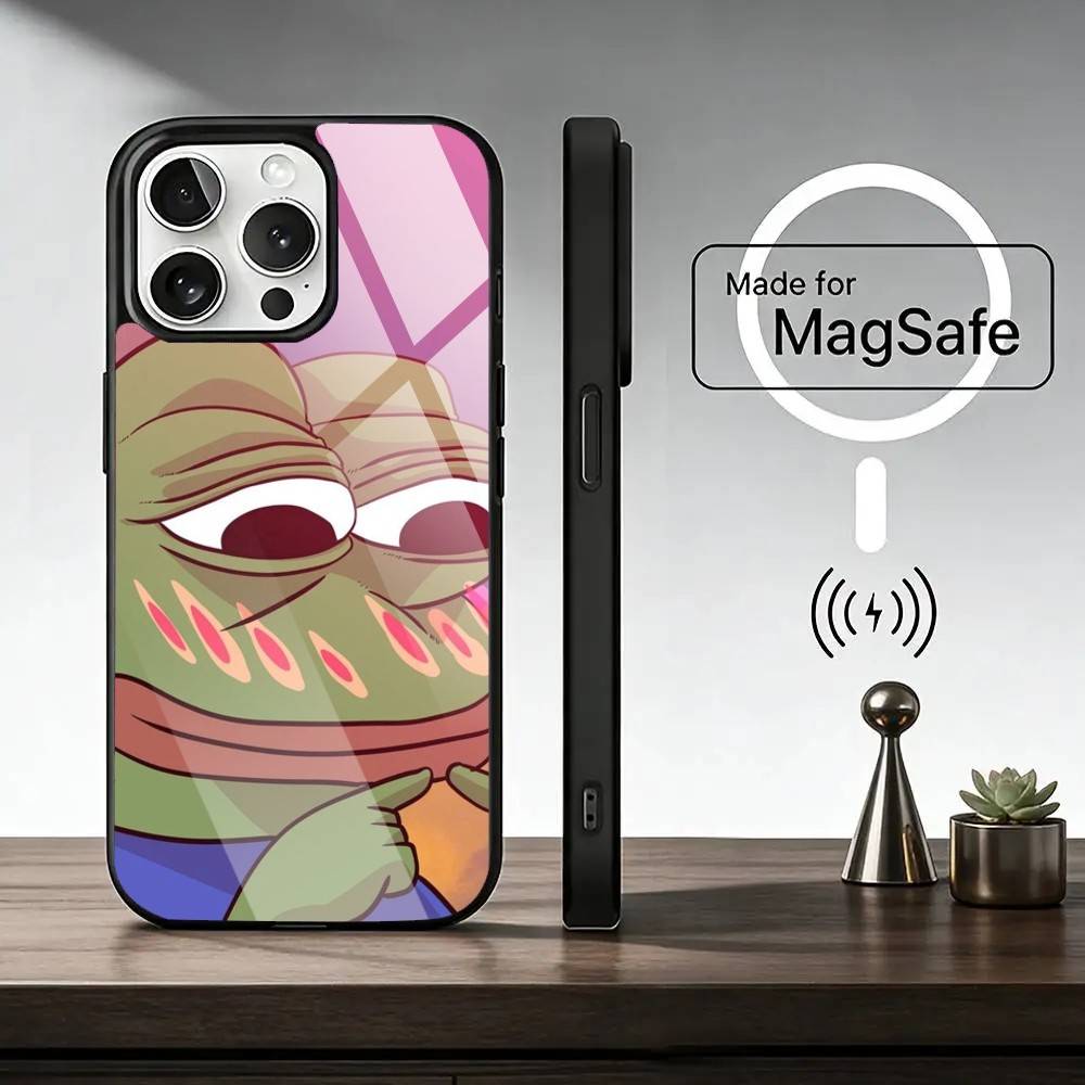 Чехол для телефона P-Pepe the Frog для iPhone17,16,15,14,13,12,11 Plus,Pro Магнитный с беспроводной зарядкой Magsafe