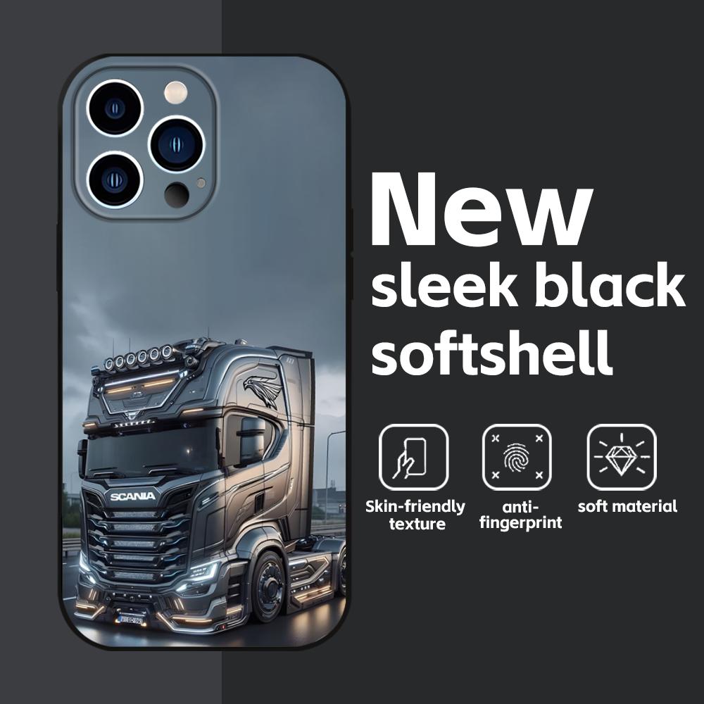 Чехол для телефона S-Scania TruxES для iPhone 16 16e 15 14 13 12 11 Plus Mini Pro Max Мягкий черный Ударопрочный чехол