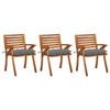 Day and Night - Day and Night Garden Dining Chairs with Cushions 3 Units Solid Acacia Wood