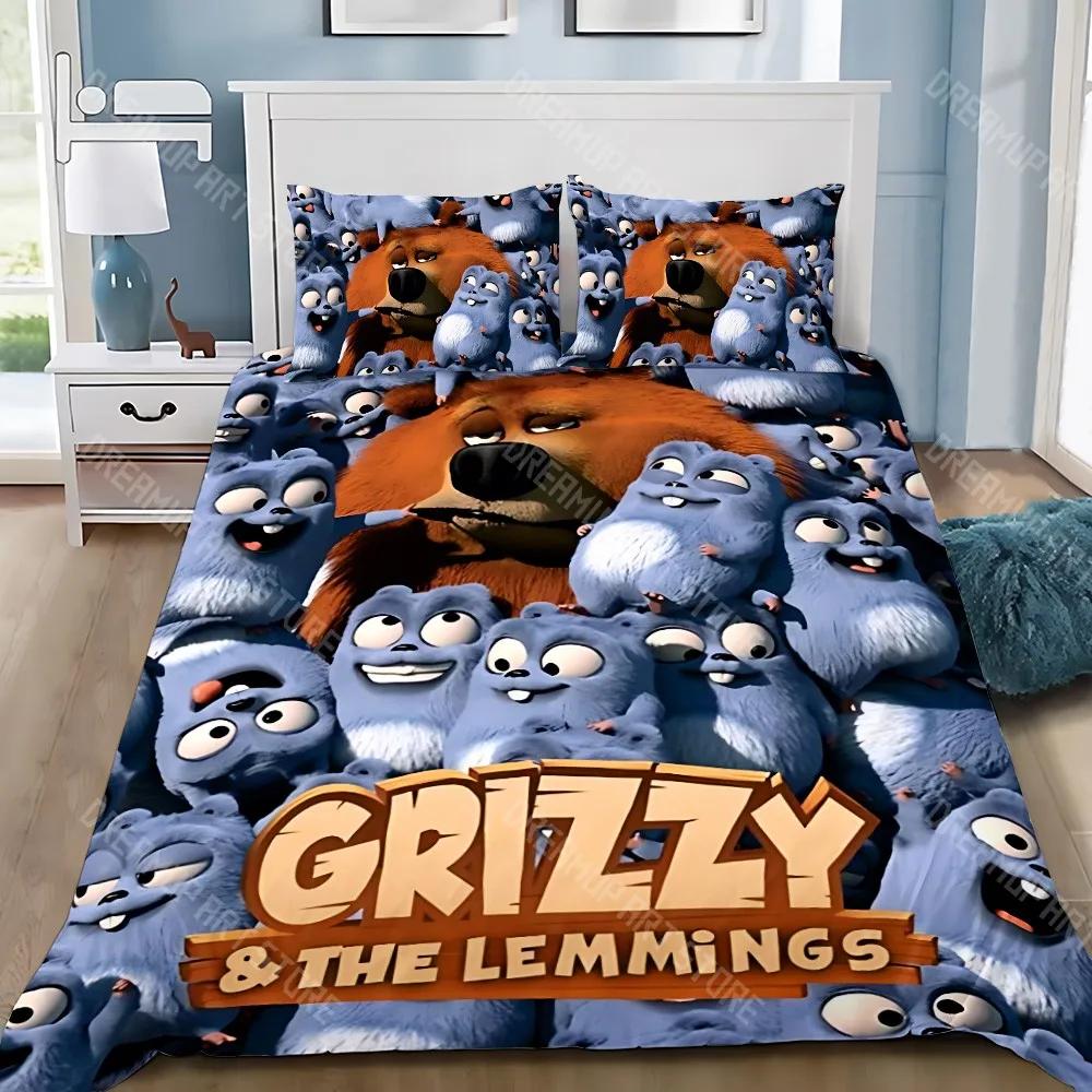 Duvet Pillowcase Bedding Set Adult Boy Grizzys The L-Lemmings Girl Bedroom Decoration Children Gift Single Double Large Siz