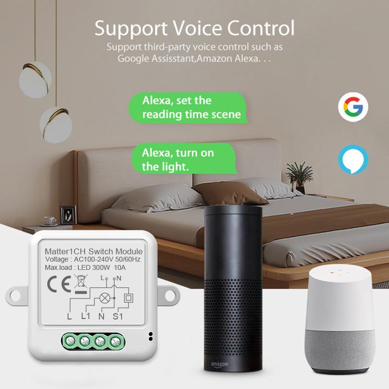 Matter WIFI Smart Switch Module Relay Breaker HomeKit Wireless Control Breaker работает с Siri Alexa Google Home Smart Home Life