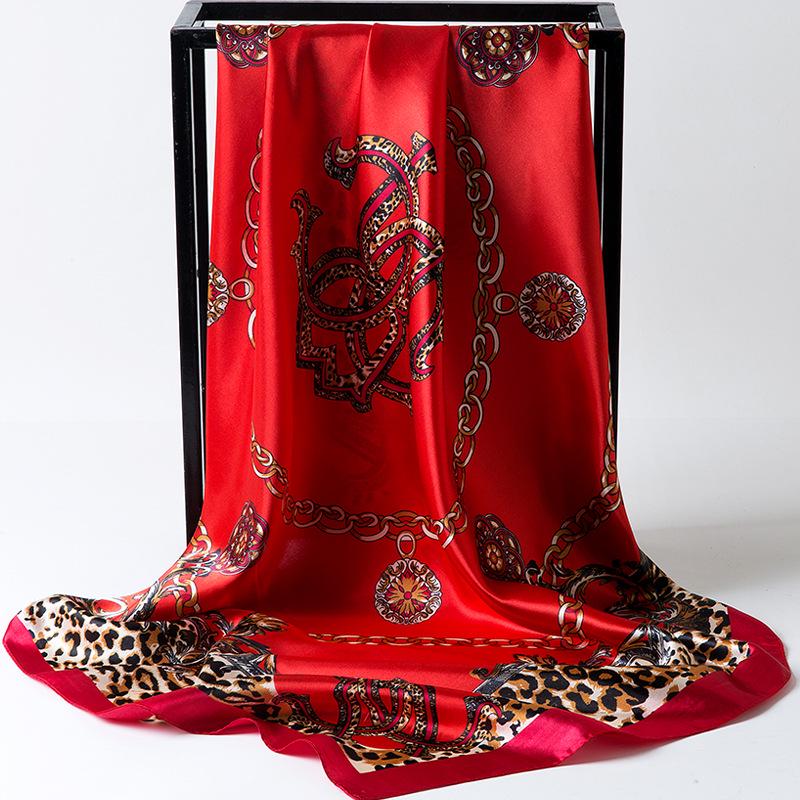 Korean Dongdaemun Cashew Flower Silk Scarf - Large Square, All-Match for Ladies