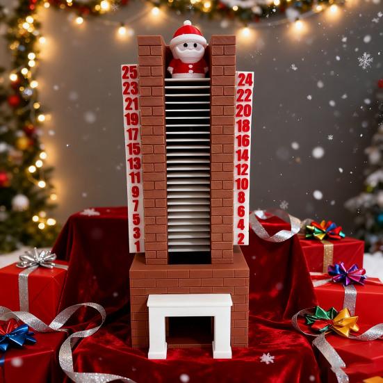 Yousheng Санта Адвент-календарь 25 дней Санта в камине украшение Рождественский календарь обратного отсчета с Санта-Клаусом, спускающимся по лестнице для праздничного декора