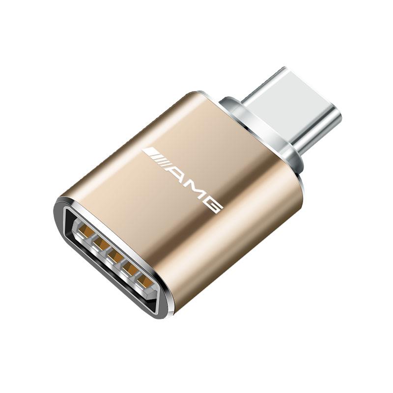 1 шт. Мини-конвертер-адаптер для зарядки автомобиля Type-C на USB 3.0 с логотипом AMG для Mercedes Benz AMG A B C E G CLA W211 W203 W204