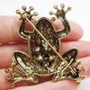 Retro Diamond Inlaid Frog Brooch Alloy Green Rhinestone Frog Brooch Banquet Party Dress Decoration Jewelry Brooch Wholesale